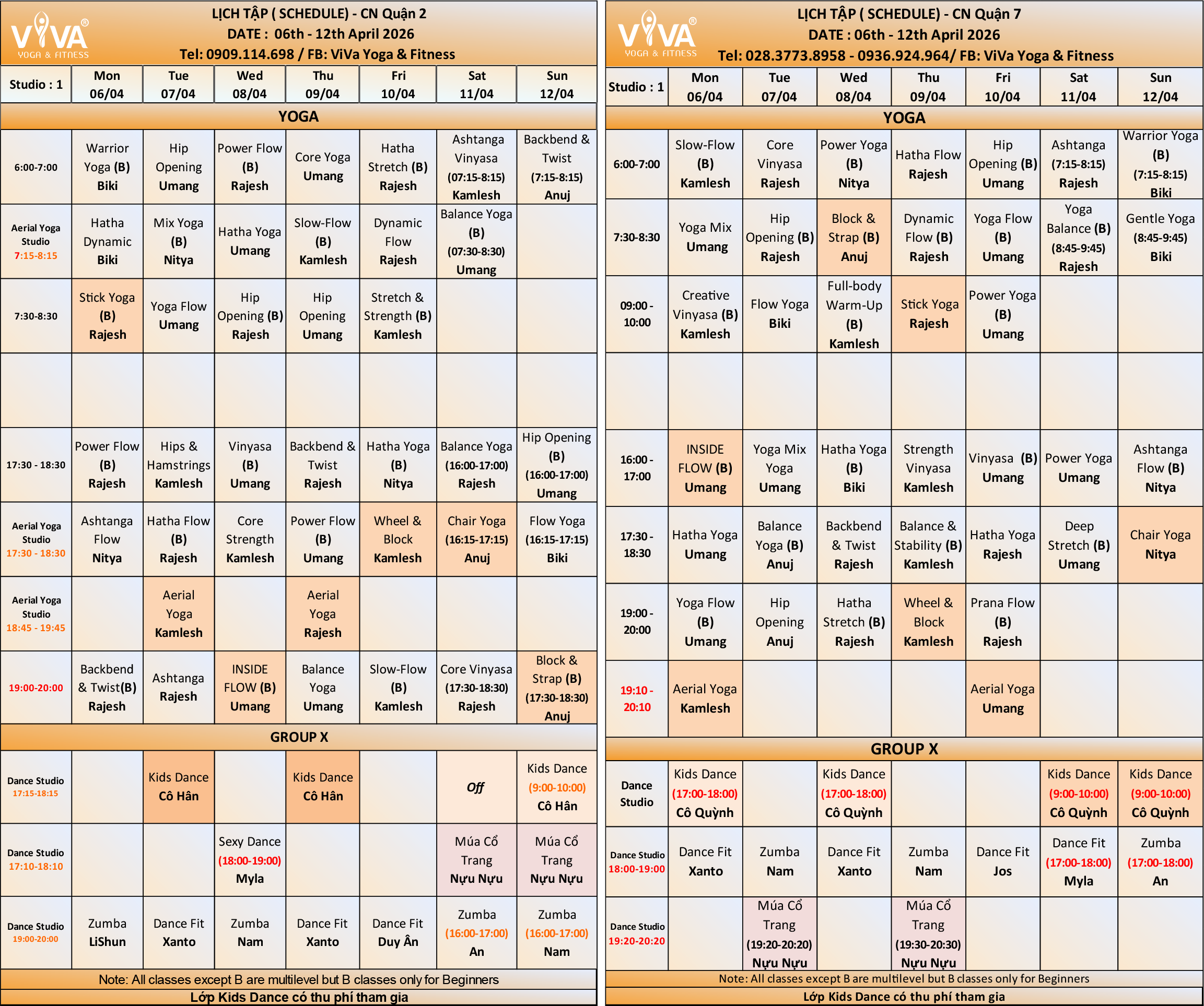 Kính gửi Quý Hội Viên Lịch Tập Tuần 𝟎𝟔/𝟎𝟒/𝟐𝟎𝟐𝟔 - 𝟏𝟐/𝟎𝟒/𝟐𝟎𝟐𝟔