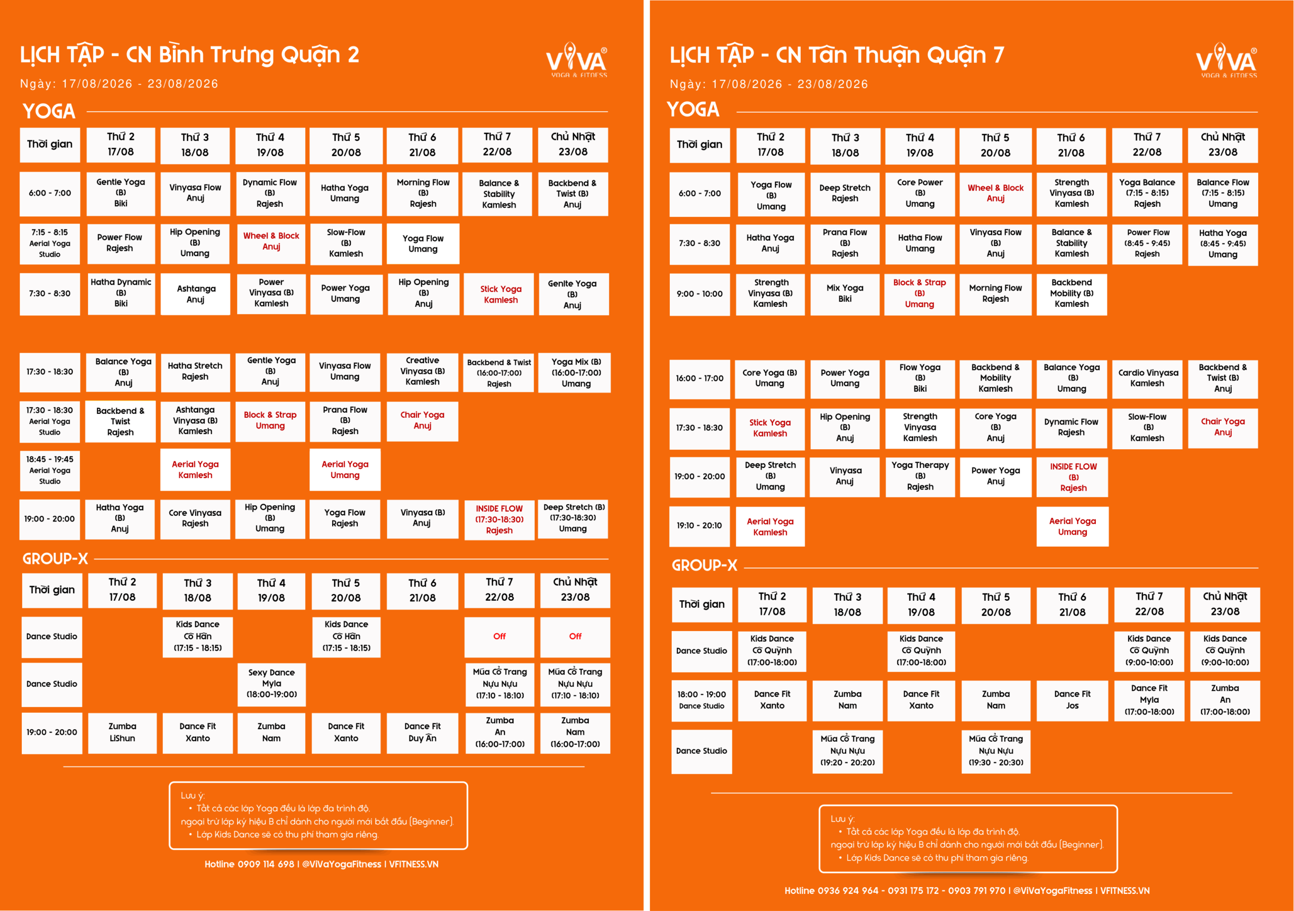 KÍNH GỬI QUÝ HỘI VIÊN LỊCH TẬP TUẦN 𝟏𝟕/𝟎𝟖/𝟐𝟎𝟐𝟔 - 𝟐𝟑/𝟎𝟖/𝟐𝟎𝟐𝟔