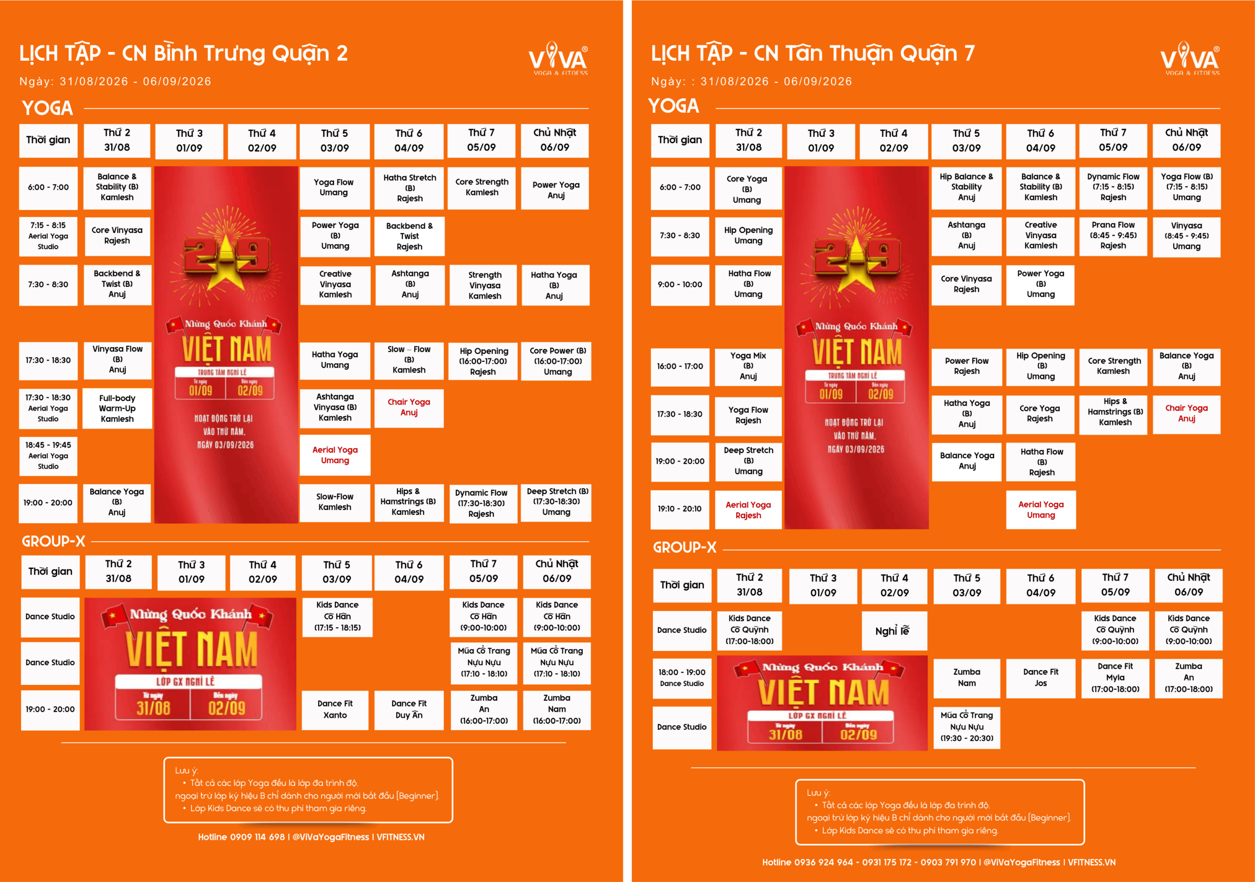 KÍNH GỬI QUÝ HỘI VIÊN LỊCH TẬP TUẦN 𝟑𝟏/𝟎𝟖/𝟐𝟎𝟐𝟔 - 𝟎𝟔/𝟎𝟗/𝟐𝟎𝟐𝟔